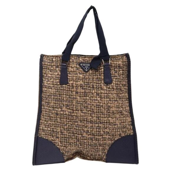 PRADA Hand Bag Tweed Beige Silver - Picture 2 of 13